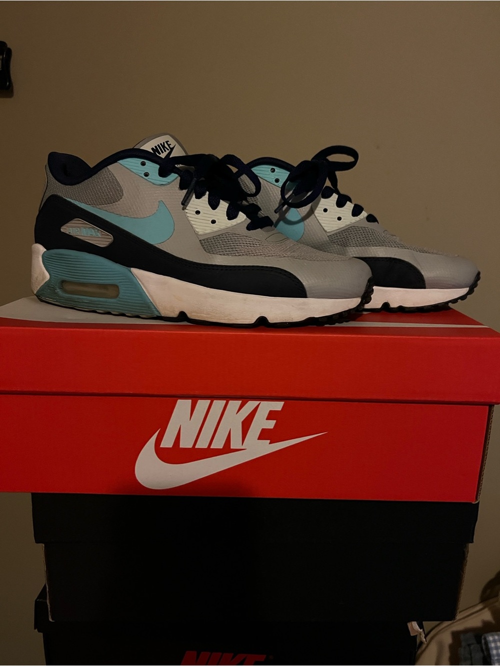 Nike Women Air Max Sneakers in Gray and Teal Blue